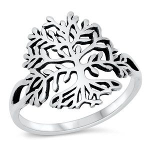 Sterling Silver Tree of Life Ring 925 Fashion Band